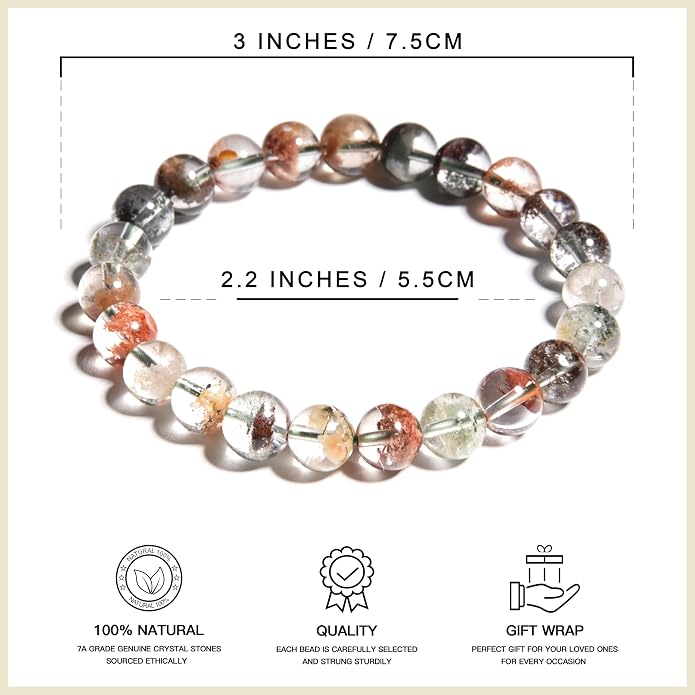 ILLUMINIA 5A Grade Natural Crystal Gemstone Bracelet | Healing Energy Charged Quartz Stone Bead | Handcrafted Stretch Bracelet for Women Men Teens