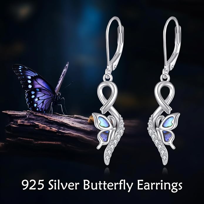 Butterfly/Paw Print/Highland Cow/Cat/Dog/Hummingbird/Dragonfly Earrings 925 Sterling Silver Animal Hypoallergenic Drop Dangle Earrings Animal Valentine's Day Jewelry for Women