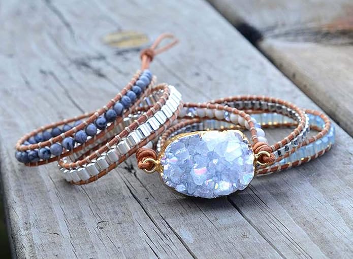 Boho Wrap Bracelet for Women, Handmade Natural Imperial Jasper Multi-Layer Stone Beaded Bracelet, Bohemian Healing Crystal Stone Jewelry Gifts