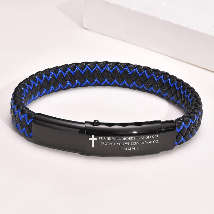 VNOX Men's Inspirational Mantra Engarved Handmade Braided Leather Adjustable Cuff Bangle Bracelet Encouragement Motivational Gift for Men