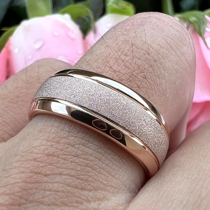 TUTISS 6mm 8mm Black/Gold/Rose Gold/White Tungsten Rings for Men Women Fashion Engagement Wedding Bands Sandblasted Finish I Love You Engraved Comfort Fit