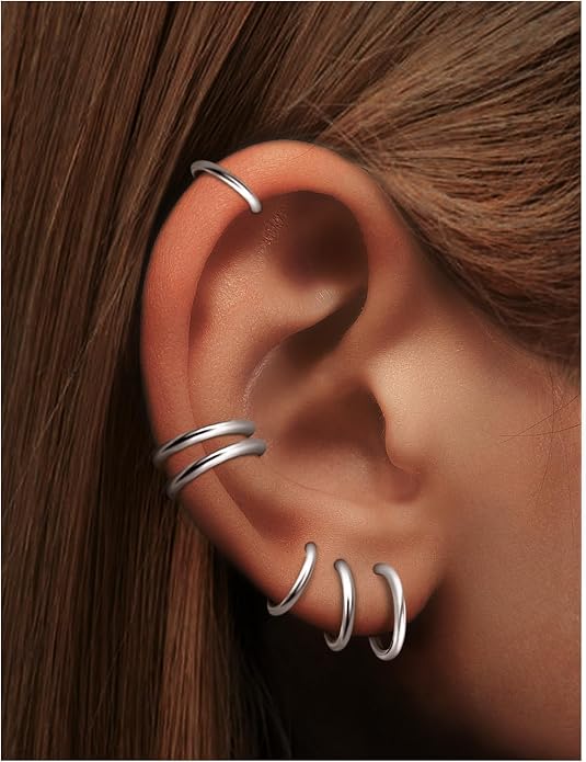 20G 18G 16G 14G 12G 10G 8G 6G 4G 2G Nose Rings Hoops 316l Surgical Steel Clicker Septum Lip Ring Tragus Helix Daith Rook Conch Snug Cartilage Lobe Earrings Hoop Piercing Jewelry For Women Men