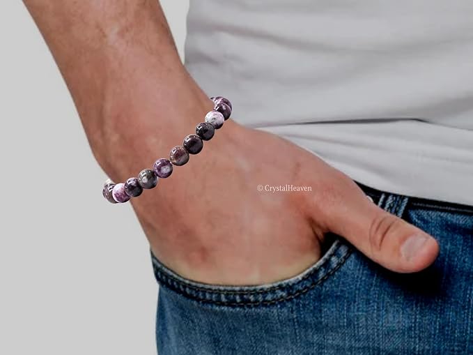 Amazing Gemstone Eudialyte Bracelet, Gifts for Men & Women - Protection Healing Crystal Bracelet - 8mm Gemstone Beaded Adjustable Bracelet, Pulseras para Hombres Mujer Stocking Stuffers
