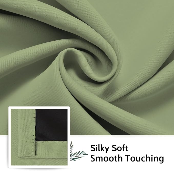 SimpleHome Sage 100% Blackout Curtains Room Darkening Living Room 72 Inch | Curtains for Bedroom,Thermal Insulated Grommet Window Drapes,Curtains for Living Room with Black Back,42 x 72 Inch,2 Panels