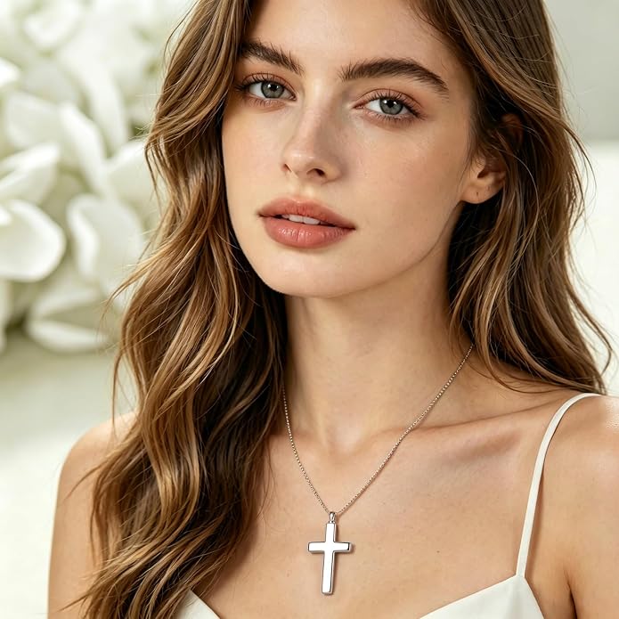 POPLYKE Cross Necklace 925 Sterling Silver Philippians 4:13 I Can Do All The Things Inspirational Necklace Gifts for Women Men 20+2''