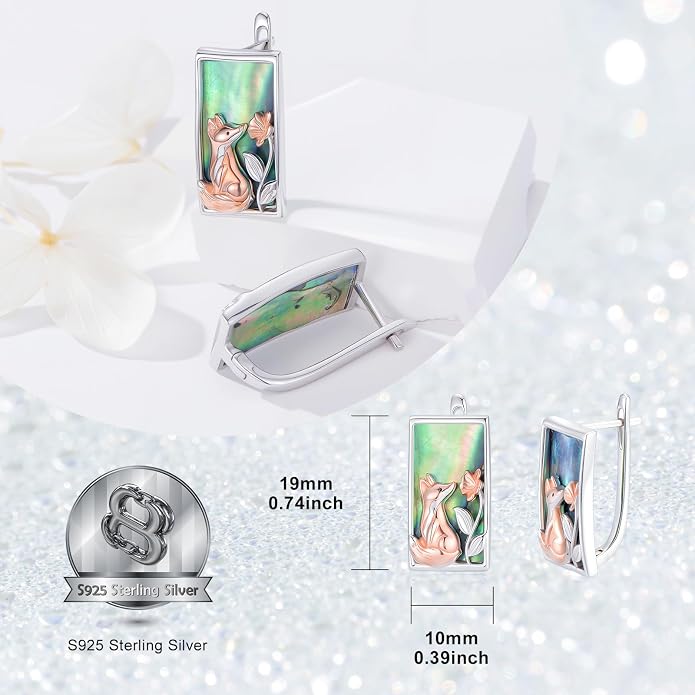PROESS Abalone Shell Holy Mountain/Mustard Seed/Animal Earrings 925 Sterling Silver Mountain Jewelry Animal Lovers Gifts for Women