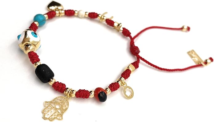 Full Protection Evil Eye Azabache And Good Luck Pendants Red String Bracelet for Women Hilo Rojo De Buena Suerte