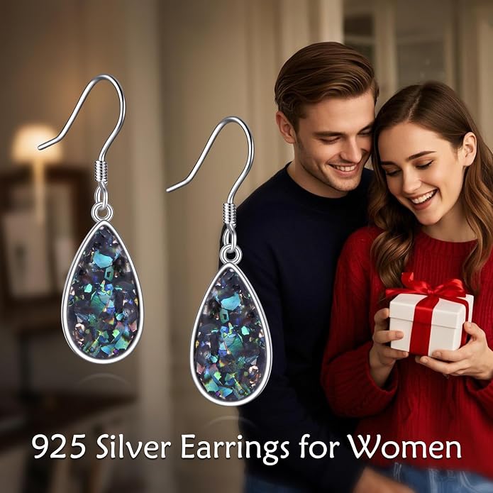 AOBOCO Teardrop Dangle Earrings for Women 925 Sterling Silver Moonstone Flower Filigree Leverback Jewelry Birthday