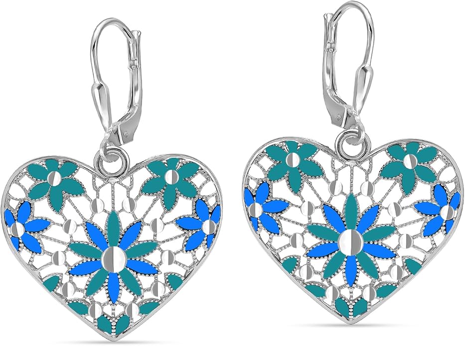 LeCalla 925 Sterling Silver Teardrop Drop Earrings for Womens | Lightweight Italian Minimalist Teardrop Filigree Earrings | Filigree Circle Drop Dangle Earrings for Women Birthday Gift