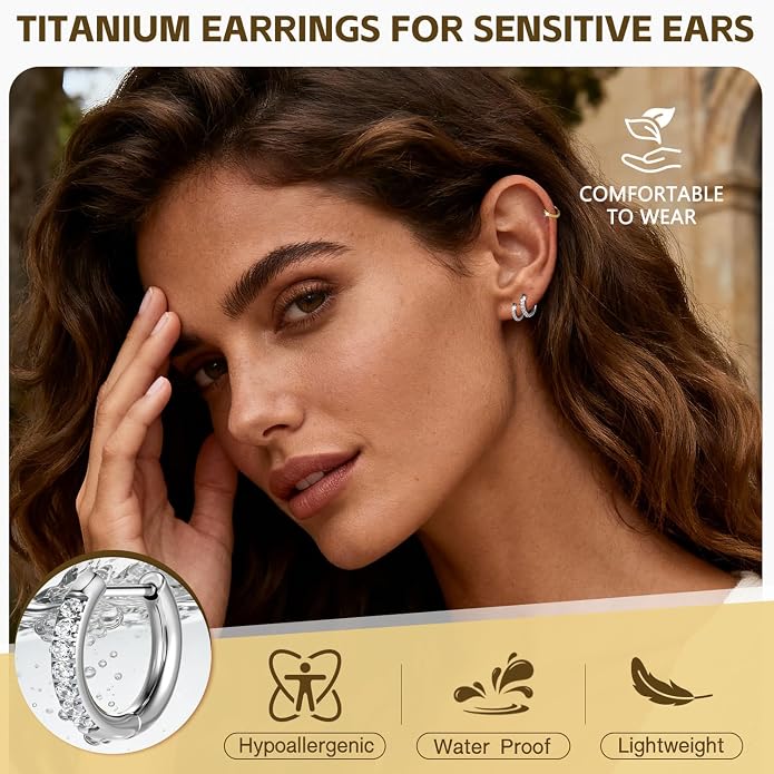 AOEDEJ G23 Titanium Black/Steel Gray/Gold Hoop Earrings 18G Small Huggie Hoop Earrings 8mm/10mm/12mm Cartilage for Sensitive Ears for Multiple Piercing Cartilage Hoop Earring Stack Jewelry