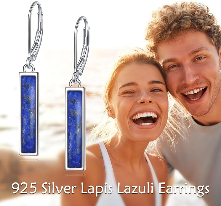 CRMAD Abalone Shell Bar Earrings for Women Sterling Silver Leverback Earrings Abalone Jewelry Gift