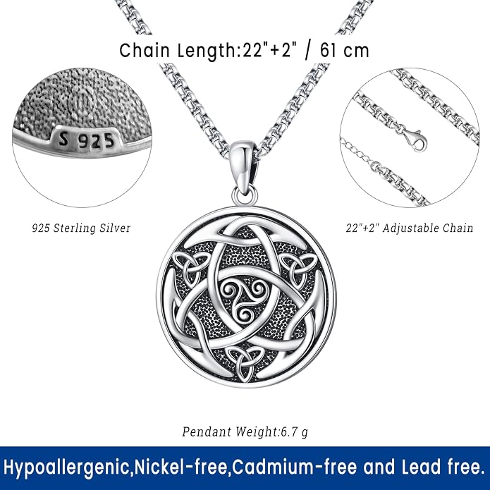Eusense Viking Jewelry for Men Women Sterling Silver 925 Mjolnir Thors Hammer Pendant Celtic Cross Necklace Wolf Odin Raven Freya Goddess Norse Pagan Compass Vegvisir Yggdrasil Nordic Viking Necklaces Gifts