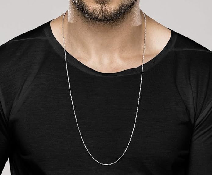 Miabella Italian 925 Sterling Silver or 18K Gold Plated 925 Sterling Silver Thin 1mm Box Chain Necklace for Women, Made in Italy