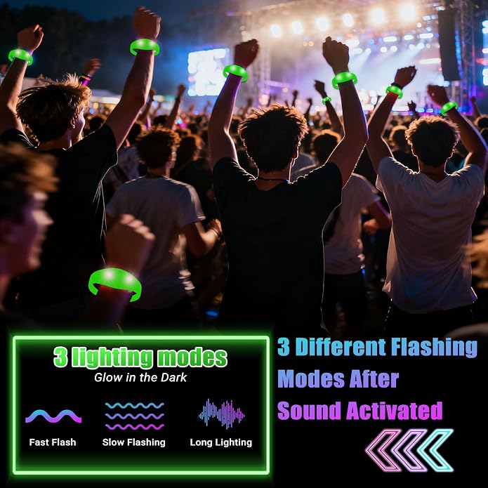 30 Pcs LED Glow Sound Activated Flashing Light Up for New Years Eve Glow in the Dark Party Supplies Christmas Party Favors Birthday Gift Carnival Concerts Night Events