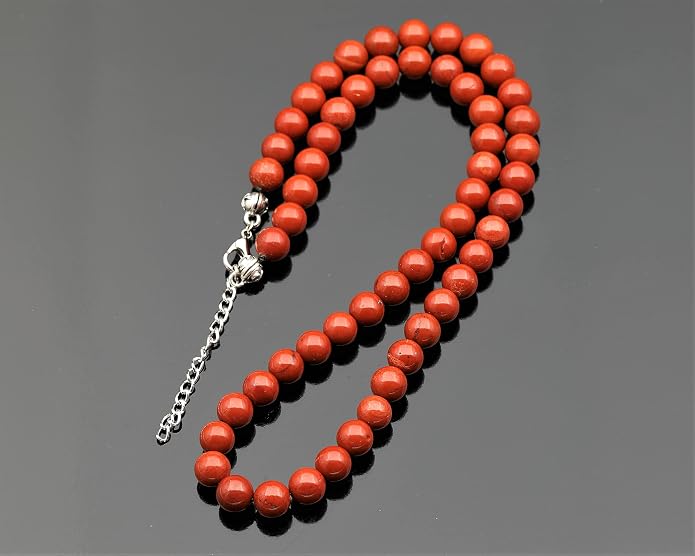 Natural Gemstone Beaded Choker Necklace | 8mm Handmade Adjustable Jewelry for Men & Women | Chakra Balancing Crystal Necklace | Spiritual Gift | Macrame Cord with Extender