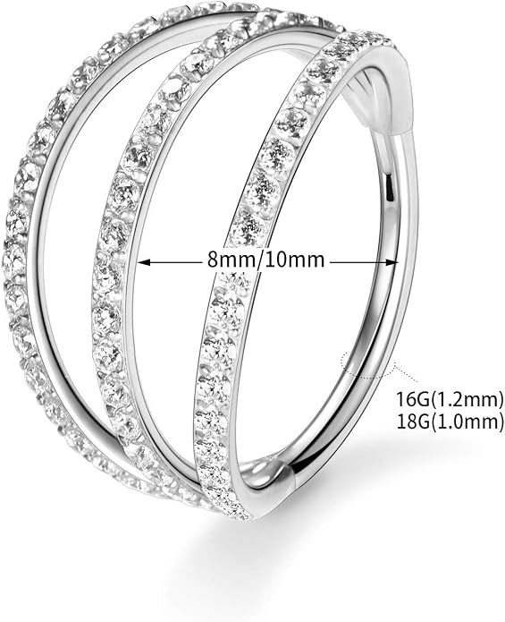 316L Surgical Steel Septum Clicker Ring Nose Ring Hoop Sleeper Hoop Earring Helix Rook Conch Cartilage Daith Tragus Earrings Lobe Nose Piercing Jewelry for Women
