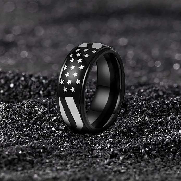 LAOYOU Fidget Anxiety Ring for Men | 8mm Spinner Band for Calming, Worry, Stress Relief & Mindfulness | Hypoallergenic Stainless Steel Comfort Fit Non Tarnish