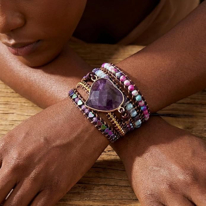 YGLINE Natural Stone Bracelet 3 Wraps Bracelet Handmade Boho Bracelet for Women Bracelet