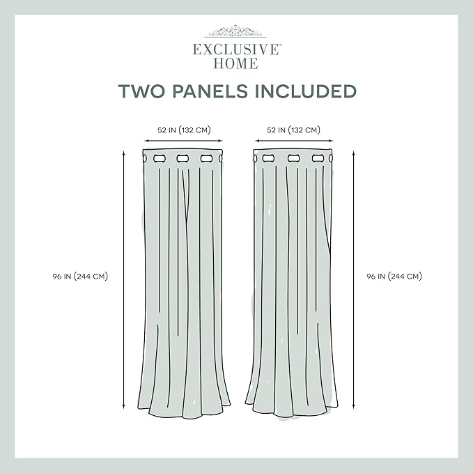 TOWN & COUNTRY LUXE Talia Double Layer Indoor Curtains, Sheer and Room Darkening Blackout, Grommet Top, Energy Efficient, 2-Pack Set, 52"x96", Aqua