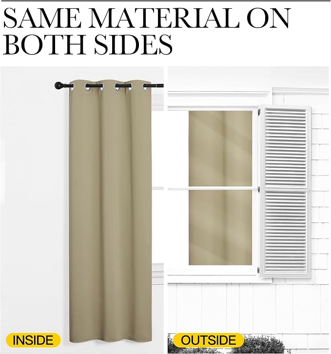 NICETOWN Thermal Insulated Grommet Room Darkening Curtains/Draperies/Panels for Bedroom (Cocoa Eggnog, 2 Panels, W42 x L63 inches)
