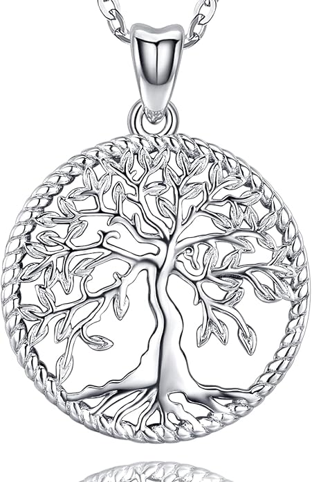 Aniu Tree of Life Necklace for Women, 925 Sterling Silver Mother of Pearl Family Palm Tree Charm Pendant Jewelry for Birthday Christmas Gift