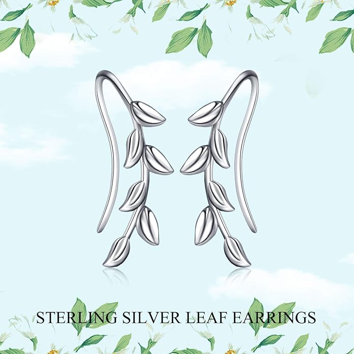 leaf/cherry blossom/purple orchid/celtic knot earrings Ear Climber Crawler Cuff Sterling Silver Wrap Earrings for Women