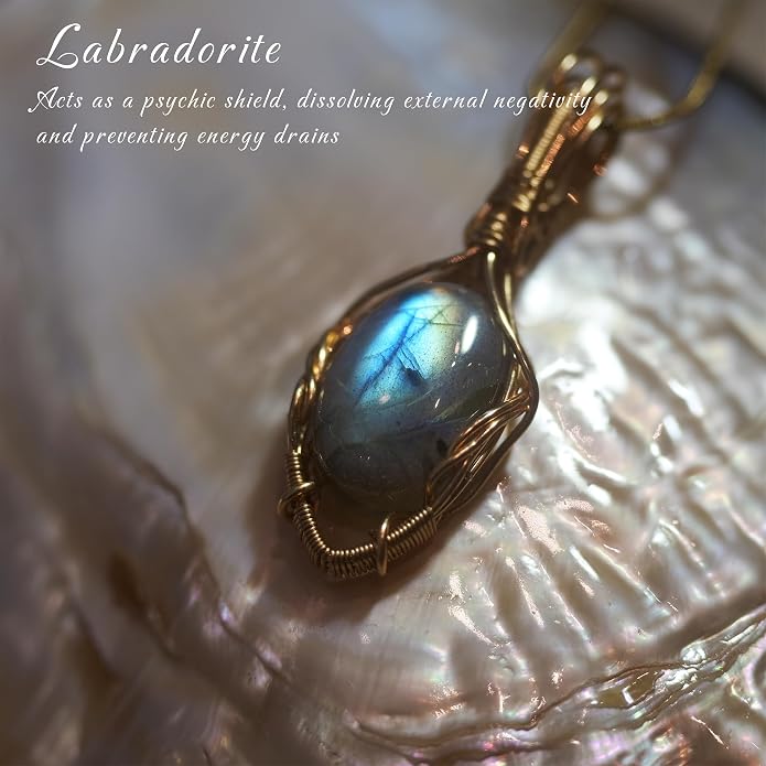 Natural Faceted Labradorite Pendant Necklace – Unique Stone of Magic & Transformation, Iridescent Flash Gemstone Jewelry, Handmade Healing Crystal Gift for Women, Birthday, Anniversary, Spiritual Awakening & Intuition