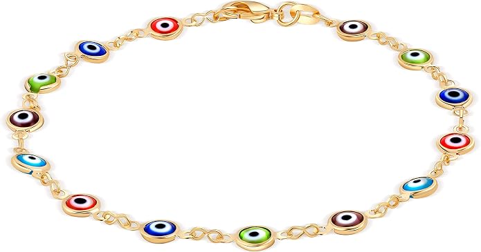 Barzel 18k Gold Plated Evil Eye Anklet Bracelet - Made In Brazil
