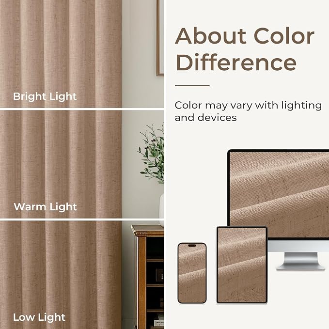 CAPALOCA Pinch Pleated Curtains Blackout, Linen Blackout Curtains 96 inches Long 2 Panels Set for Bedroom, Thermal Insulated Pinch Pleated Drapes for Living Room, 40"W x 96"L (Pack of 2), Tawny Brown