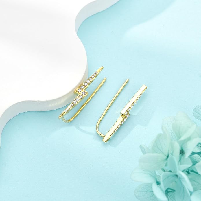 Ear Climbers Earrings for Women Sterling Silver Vintage Ear Crawler Earrings Jewelry Gifts for Women