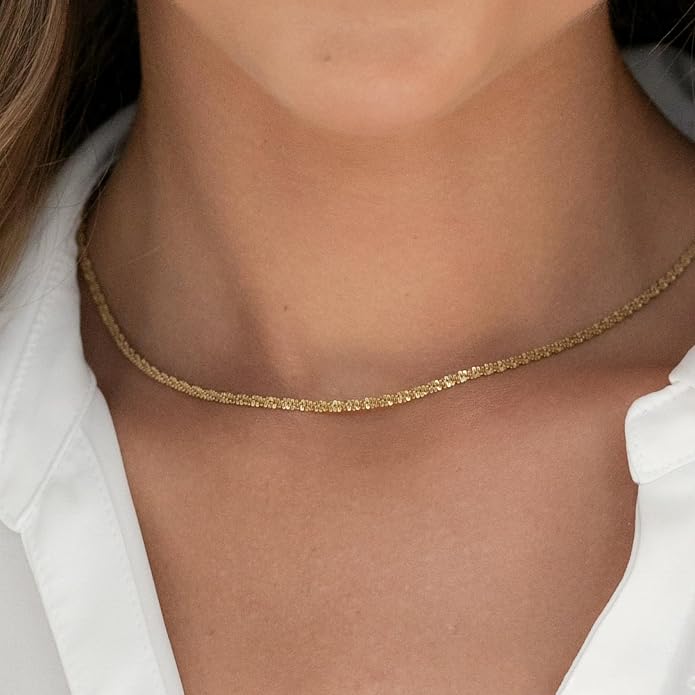 BAYLAY Gold Chain Necklace for Women - 18K Gold Plated Necklace Chain Dainty Gold Necklace for Women Gold Chain Gold Necklace Gold Jewelry Gifts Size 16/18/20/22/24/26 Inch