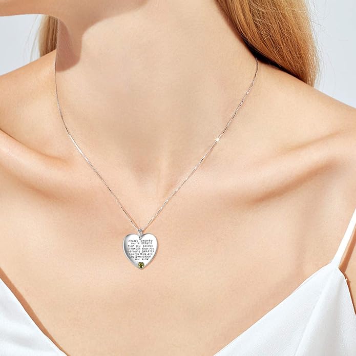 YFN Sterling Silver Always Remember You are Braver Than You Believe Jewelry Pendant Necklace Inspirational Gifts