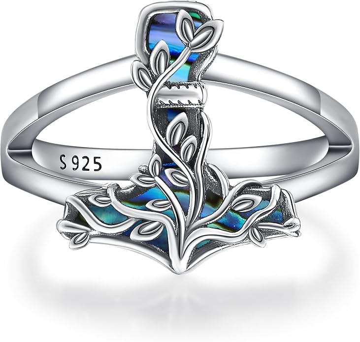 Pentagram/Tree of Life/Witches Knot/Anchor/Thor Hammer Ring Sterling Silver Celtic Knot Wiccan Rings Viking Jewelry Gifts for Women