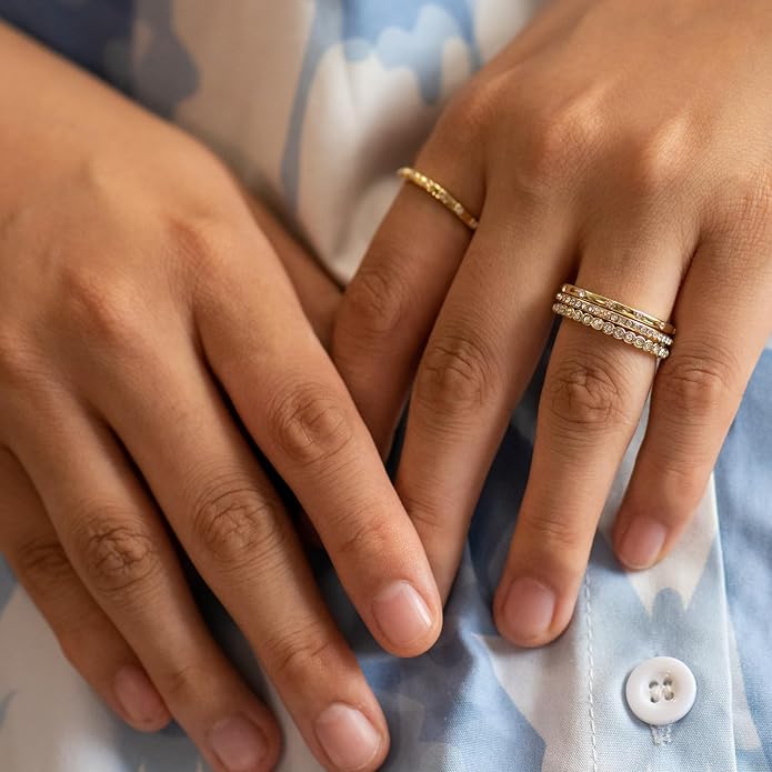 14K Gold Filled Rings for Women, Dainty Stacking Rings for Women, Thin Gold Band Ring Plain Statement Ring Comfort Fit Size 6-10
