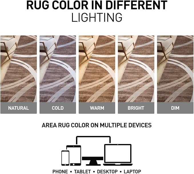 Rugshop Wavy Circles Modern Fade-Resistant Area Rug Brown 3'3" x 5'