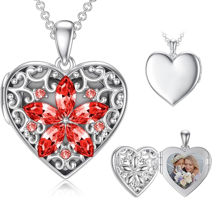 Dorunmo Personalized Locket Necklace 925 Sterling Silver that Holds Pictures Butterfly Birthstone Photo Heart Locket Custom Jewelry Congratulations New Beginnings New Job Gifts for Women