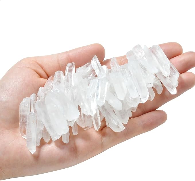 Top Plaza 0.44lb Bulk Irregular Shape Rough Clear Quartz Crystal Points 0.78-1.57'' Raw Natural Stones for Decor Reiki Crystal Healing (Clear Quartz Crystal Points)