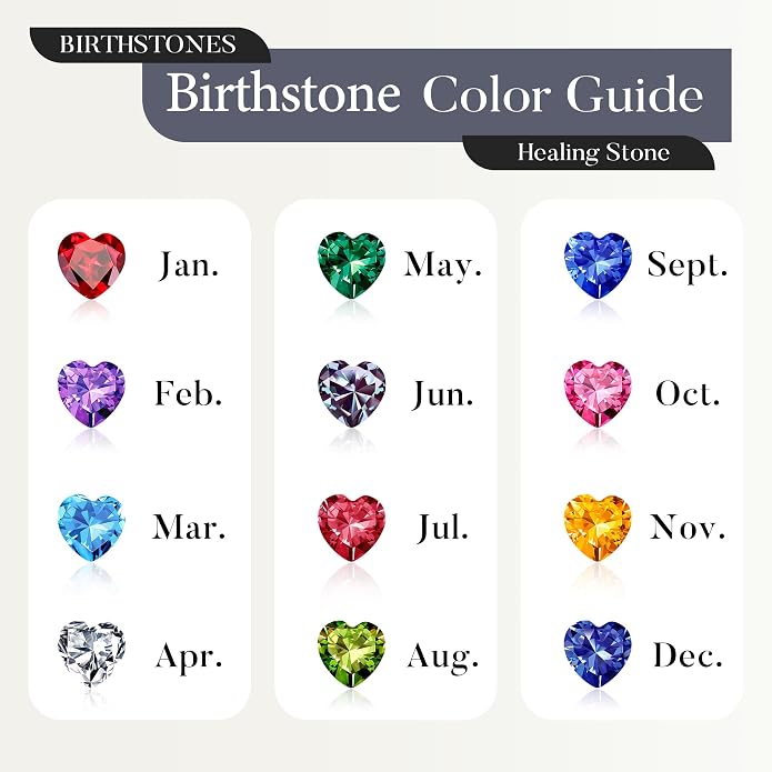 Anoup 2026 Graduation Gifts - 925 Sterling Silver Heart Birthstone Necklace Class of 2026 College High School Graduation Gifts for Women Her