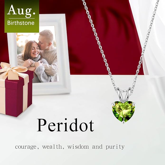 SMILEST Dainty Heart Birthstone Necklace for Women, 925 Sterling Silver Necklace Sparkling Heart Pendant, Anniversary Birthday Gifts for Women Mom Wife Daughter Girlfriend Grandma