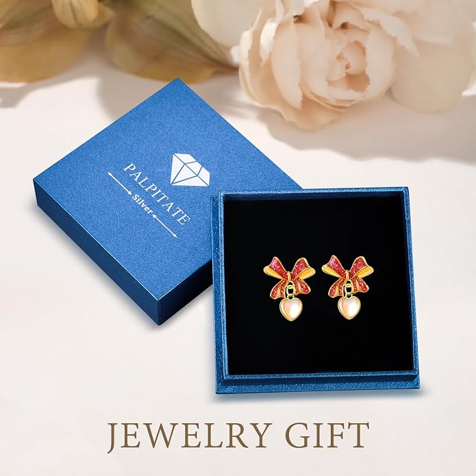 Palpitate Bow Earrings 925 Sterling Silver Women's Earrings Bow Jewelry Birthday Anniversary Christmas