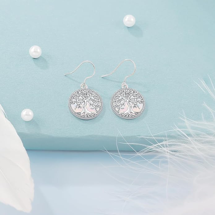 Aniu Tree of Life Earrings for Women Turquoise Malachite Teardrop Dangle Earrings for Women Sterling Silver Anniversary Birthday Drop Dangle Earrings Jewelry Gifts