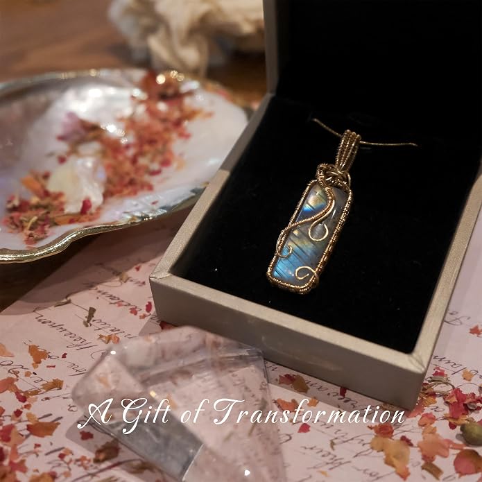Natural Faceted Labradorite Pendant Necklace – Unique Stone of Magic & Transformation, Iridescent Flash Gemstone Jewelry, Handmade Healing Crystal Gift for Women, Birthday, Anniversary, Spiritual Awakening & Intuition