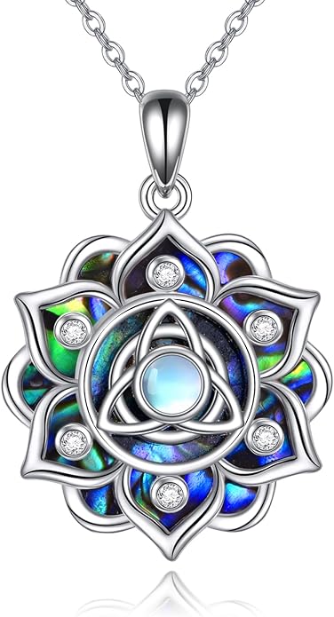 ONEFINITY Lotus Necklace 925 Sterling Silver Moonstone Pendant Necklace Yoga Lotus Jewelry for Women