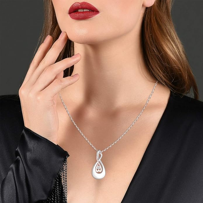 Cremation Jewelry 925 Sterling Silver Teardrop Urn Necklace for Ashes Heart Shape Memorial Keepsake Pendant for Human Ashes for Women Gift