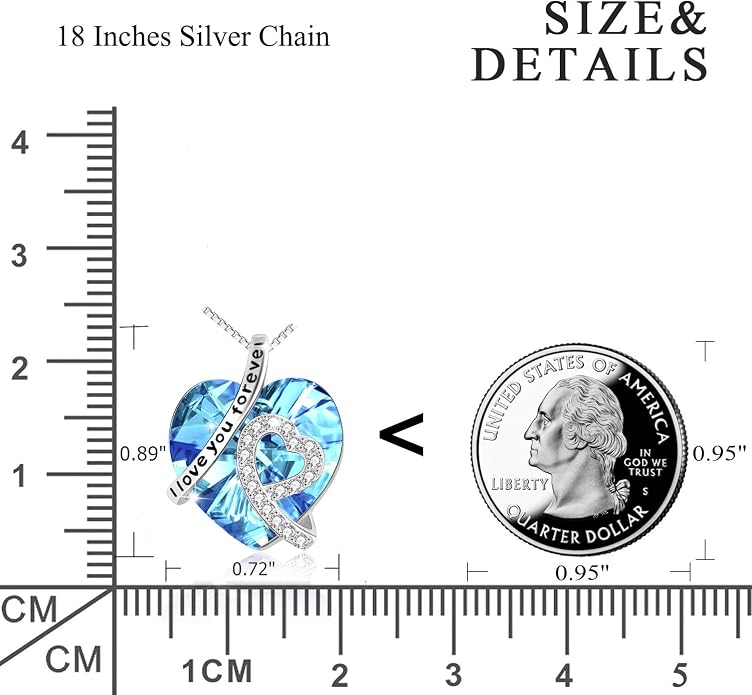 AOBOCO I Love You Forever Necklace 925 Sterling Silver with Crystals from Austria Anniversary Birthday Gifts for Women Mothers Day Gift