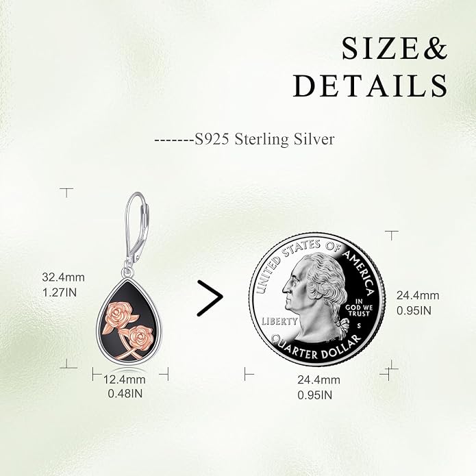 AOBOCO Teardrop Dangle Earrings for Women 925 Sterling Silver Moonstone Flower Filigree Leverback Jewelry Birthday