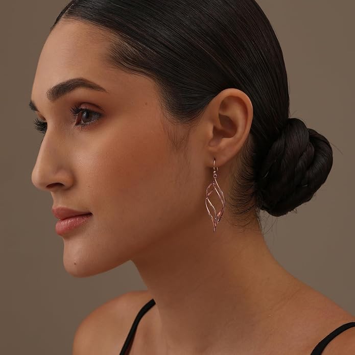 Charmsy 925 Sterling Silver Double Twisted Infinity Dangle Earrings for Women | Linear Marquise Large Loops Classic Infinity Drop Dangle Earrings