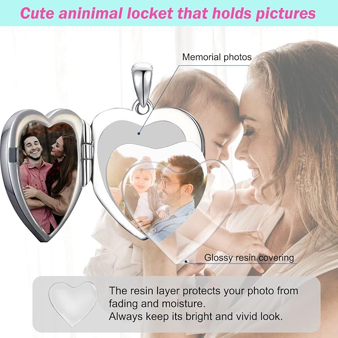 SOULMEET Personalized Silver Locket Necklace That Holds Pictures Photo Keep Someone Near to You, Memorial Custom Lockets Necklaces Letters Engraving for His Her