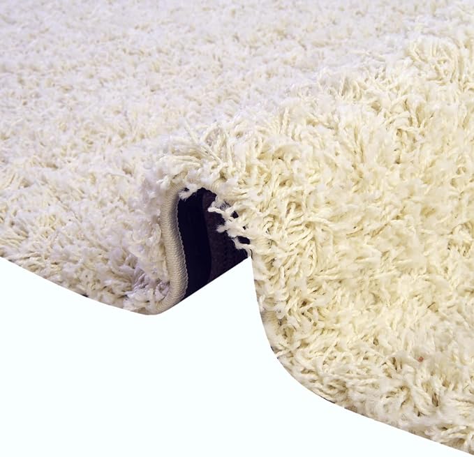 Unique Loom Solid Shag Collection Area Rug (6' 1" Round, Pure Ivory)