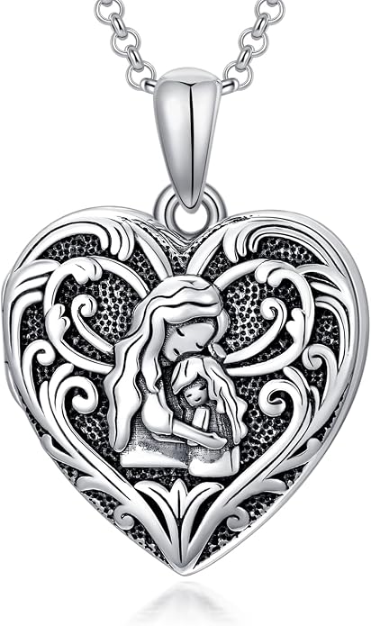 SOULMEET Personalized Silver Locket Necklace That Holds Pictures Photo Keep Someone Near to You, Memorial Custom Lockets Necklaces Letters Engraving for His Her